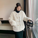 Temperament Leisure Small Loose Quilted Double Breasted Top