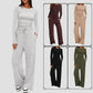 Women’s Two-Piece Autumn Winter Suit with Long Sleeve Top & Wide Leg Pants