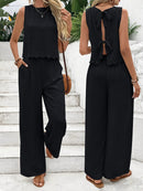 Women’s Summer Two Piece Set – Sleeveless Tank Top & Casual Wide Leg Trousers Outfit