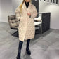 Winter Rhombus Stitching Coat Warm Solid Color Pocket Lapel Long Jacket Women&
