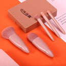 5-Piece Portable Makeup Brush Set with Mirror – Travel Makeup Brush Kit for Face & Eyes