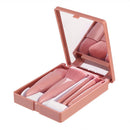 5-Piece Portable Makeup Brush Set with Mirror – Travel Makeup Brush Kit for Face & Eyes