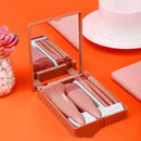 5-Piece Portable Makeup Brush Set with Mirror – Travel Makeup Brush Kit for Face & Eyes