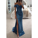Party Sequins Off-Shoulder Split Long Dress – Casual Fashion Slimming Dress for Women