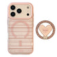 Magnetic iPhone Holder with Pink-Brown Striped Case & Stand