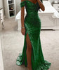 Party Sequins Off-Shoulder Split Long Dress – Casual Fashion Slimming Dress for Women