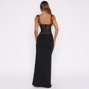 Y2K Lace Suspender Dress Fashion Sexy Lace Long Dresses Party Evening Club Beach Clothing For Women