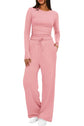 Women’s Two-Piece Autumn Winter Suit with Long Sleeve Top & Wide Leg Pants