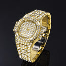 Men’s Luxury Full Rhinestone Quartz Watch – Waterproof Calendar Fashion Wrist Watch