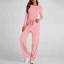 Women’s Two-Piece Autumn Winter Suit with Long Sleeve Top & Wide Leg Pants