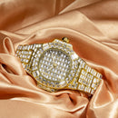 Men’s Luxury Full Rhinestone Quartz Watch – Waterproof Calendar Fashion Wrist Watch