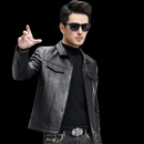 Men's First Layer Cowhide Spring And Autumn New Polo Collar Leather Jacket