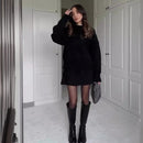 Women’s 2 Piece Knit Sweater & Mini Skirt Set – Casual Long Sleeve Outfit