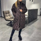 Winter Rhombus Stitching Coat Warm Solid Color Pocket Lapel Long Jacket Women&
