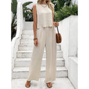 Women’s Summer Two Piece Set – Sleeveless Tank Top & Casual Wide Leg Trousers Outfit