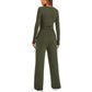 Women’s Two-Piece Autumn Winter Suit with Long Sleeve Top & Wide Leg Pants