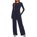 Women’s Two-Piece Autumn Winter Suit with Long Sleeve Top & Wide Leg Pants