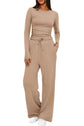 Women’s Two-Piece Autumn Winter Suit with Long Sleeve Top & Wide Leg Pants