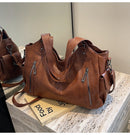 Retro Large Capacity Women’s Shoulder & Crossbody Bag with Zipper