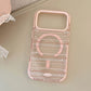Magnetic iPhone Holder with Pink-Brown Striped Case & Stand