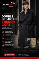 Men's Double Breasted Temperament Loose Trench Coat