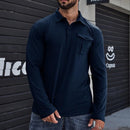 Lapel European And American Men's Shirt Solid Color Long Sleeve