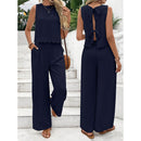 Women’s Summer Two Piece Set – Sleeveless Tank Top & Casual Wide Leg Trousers Outfit