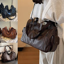 Retro Large Capacity Women’s Shoulder & Crossbody Bag with Zipper
