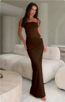 Y2K Lace Suspender Dress Fashion Sexy Lace Long Dresses Party Evening Club Beach Clothing For Women
