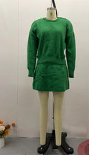 Women’s 2 Piece Knit Sweater & Mini Skirt Set – Casual Long Sleeve Outfit