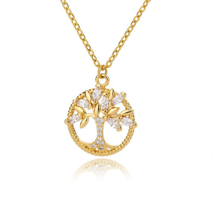 Tree of Life Rhinestone Necklace for Women – Elegant Pendant Jewelry Gift