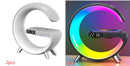 G-Shaped LED Smart Lamp with Clock – Bluetooth Speaker & Wireless Charger RGB Light