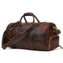 Men's Real-leather Traveling Black Gym Bag