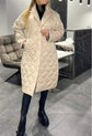 Winter Rhombus Stitching Coat Warm Solid Color Pocket Lapel Long Jacket Women&