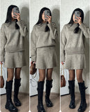 Women’s 2 Piece Knit Sweater & Mini Skirt Set – Casual Long Sleeve Outfit