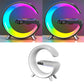 G-Shaped LED Smart Lamp with Clock – Bluetooth Speaker & Wireless Charger RGB Light