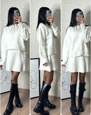 Women’s 2 Piece Knit Sweater & Mini Skirt Set – Casual Long Sleeve Outfit