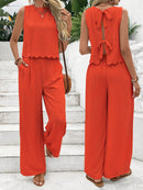 Women’s Summer Two Piece Set – Sleeveless Tank Top & Casual Wide Leg Trousers Outfit