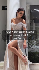 Party Sequins Off-Shoulder Split Long Dress – Casual Fashion Slimming Dress for Women