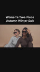 Women’s Two-Piece Autumn Winter Suit with Long Sleeve Top & Wide Leg Pants